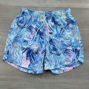 Lilly Pulitzer Small Capri Trunk Ocean‎ View Saltwater View Blue Shade Stretch